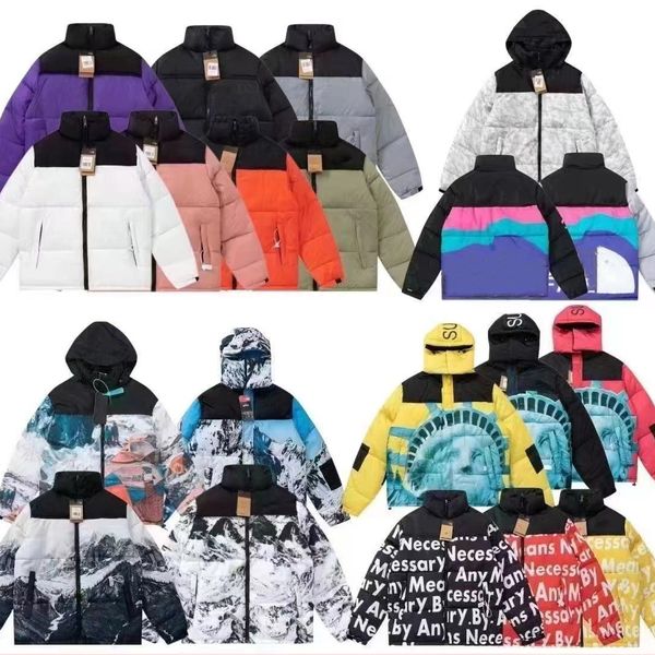 

mens winter jackets puffer down jacket designer coats bread service stylish and casual men women couples winters coat stand collar contrast, Black