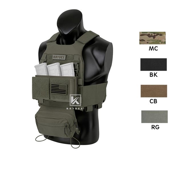 

men's vests krydex low vis slick plate tactical vest with elastic cummerbund micro fight mk3 panel chassis drop sack pouch plates 22112, Black;white