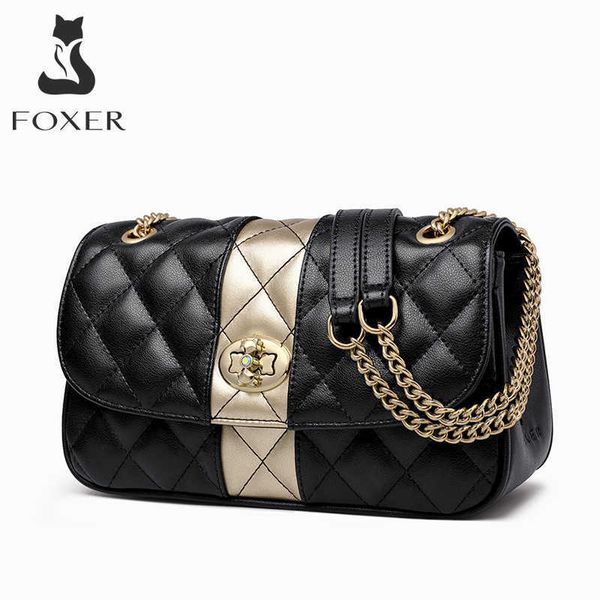 

designer bag foxer women bags crossbody shoulder diamond lattice handbag lady purse split leather chain strap messenger bag valentine day gi