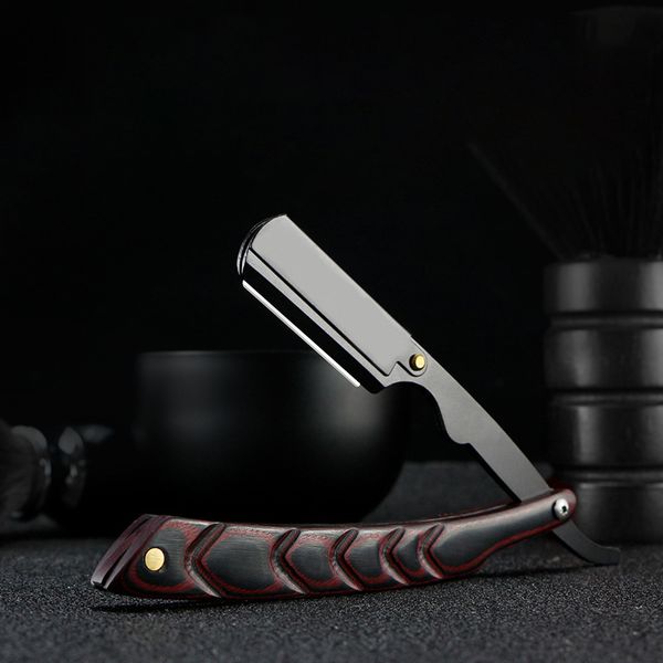 

razors blades wooden trimmer manual professional straight edge stainless steel sharp barber razor folding shaving knife 221119