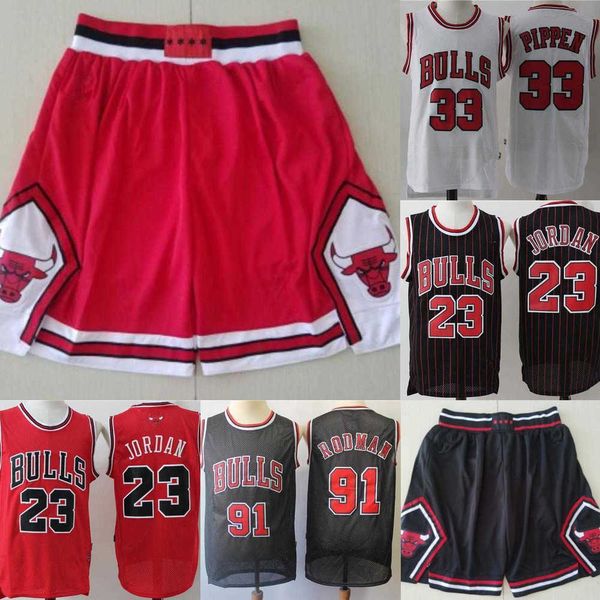 

jersey chicago''bulls''men michael 23 mj dennis 91 rodman scottie 33 pippen shorts''nba''basketball, Black;red