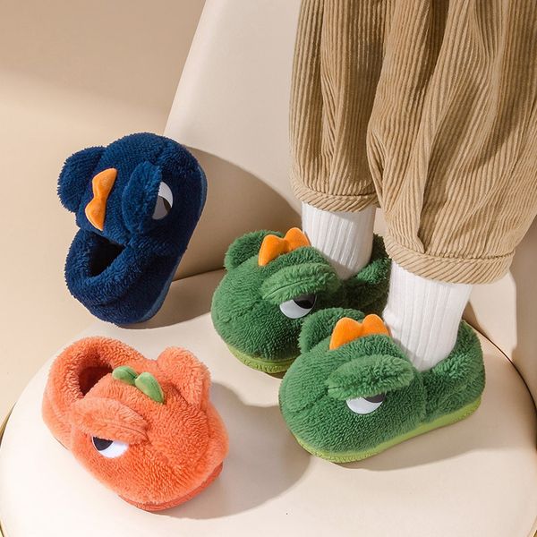 

slipper winter kids  children' cartoon dinosaur cotton shoes warm non slip baby boy girl indoor plush toddler 221121, Black;grey
