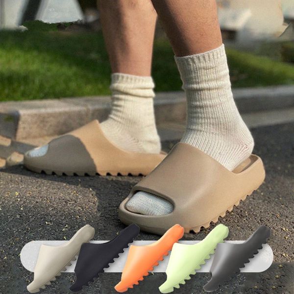

man slides designer slippers foam sliders desert sand women beach sandals resin slide sandal bone rubber shoes moon gray mineral blue with b, White