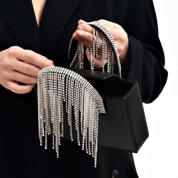 

waist bags tassel handbag evening clutch women box shape diamond crossbody shoulder ladies purse wedding party 221119