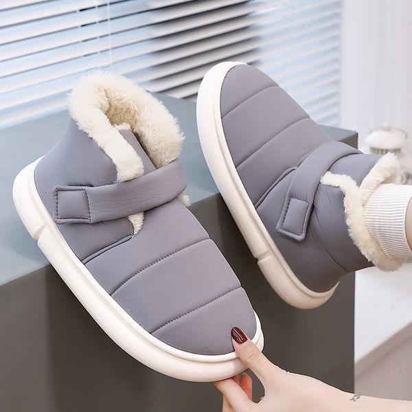 

boots soft women winter men down warm plush ankle female thick ladies shoes couple plus indoor home fur footwear 221119, Black