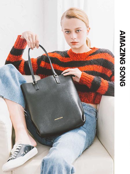 

designer bag amazing song casual tote bags genuine leather with inner zipper large capacity shopping shoulder document lapbag