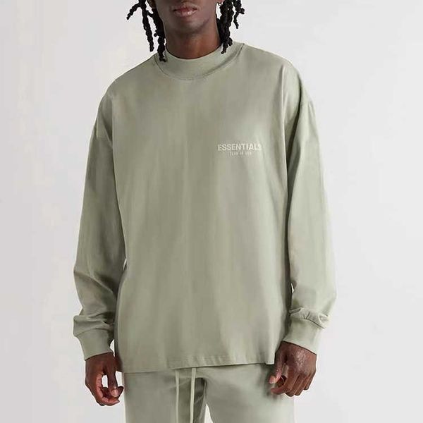 

mens hoodies essentialss fashion woman's sweatshirt fear god season double thread flocking letter printing long sleeve t-shirts, Black