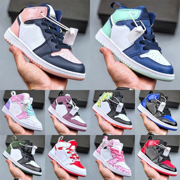 

1 mid basketball shoes kids youth students sneaker big child toddler 1s medium olive gym red travis sport shoes skateboard trainers sneakers