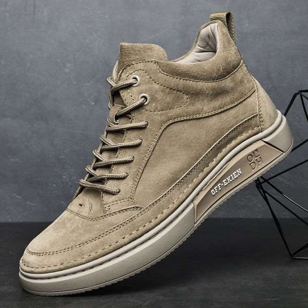 

boots winter men shoes high sneakers casual fashion men's plush warm brogue retro quality 221121, Black