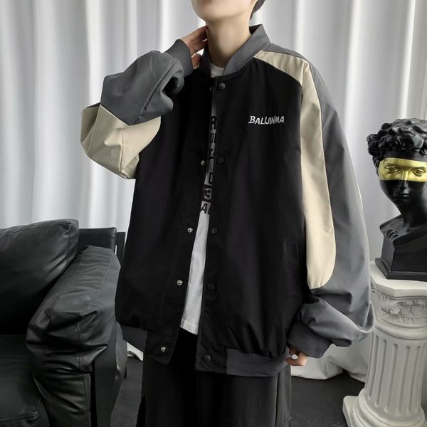 

men's jackets baseball uniform men's winter thick casual jacket korean style trendy handsome jacket hong kong style big fleece coo, Black;brown