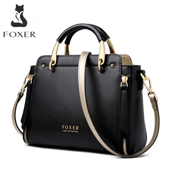 

designer bag chic totes bag foxer women crossbody shoulder female split leather handle bags large capacity handbags stylish cross-body purse