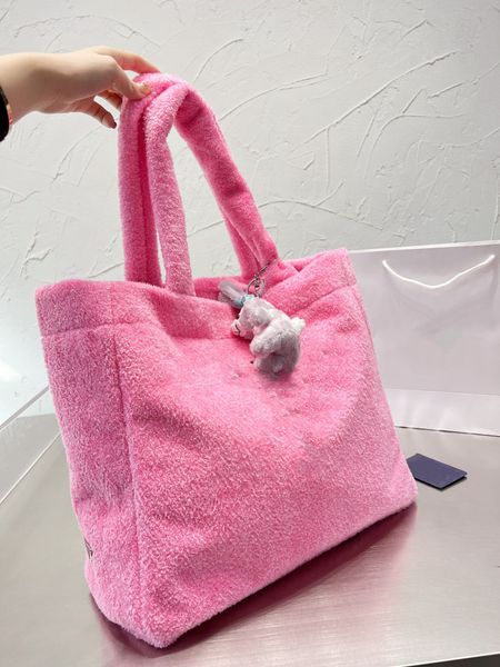 

fashion classic shopping bags tote plush designer handbag luxury women shoulder bag crossbody bag 37cm large capacity winter warm purse
