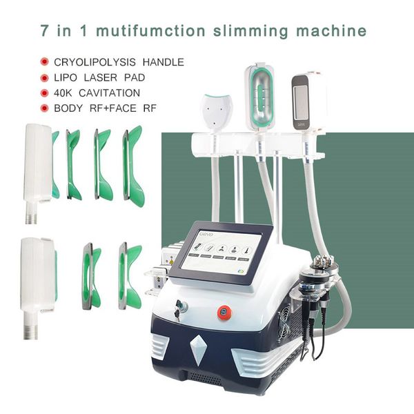 

7 in 1 slimming machine vacuum rf ultrasound cavitation system radio frequency lipo laser 360 degree cryolipolysis fat ing equipment for cel