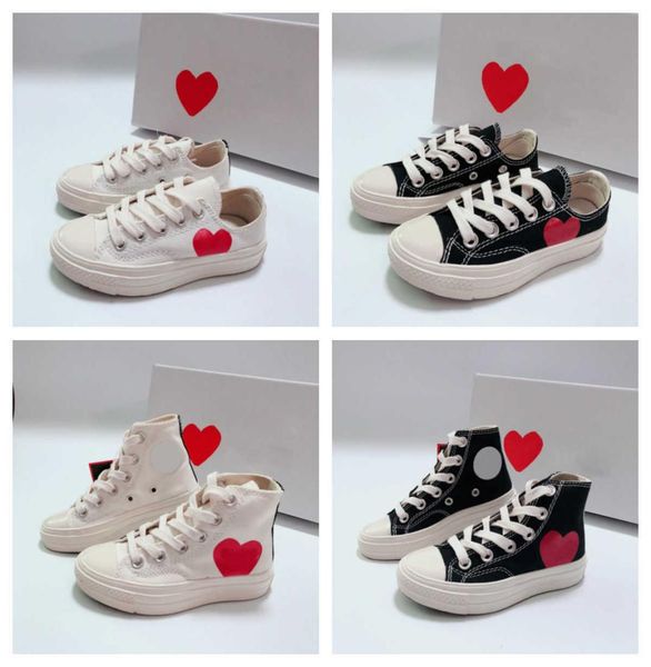 

boys girls commes des garcons play chuck designer casual shoes tayler vulcanized ox cdg kids canvas shoes baby toddlers children s9833776, Black;red