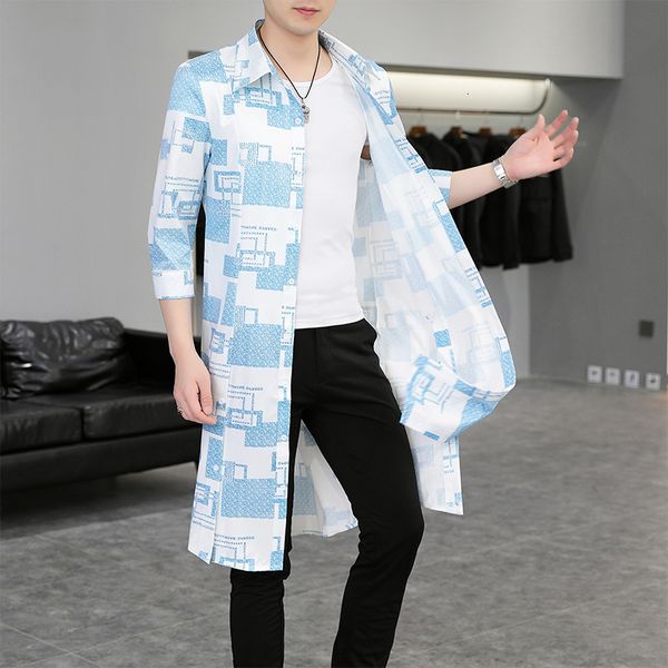 

men's jackets 3xl 4xl summer men's windbreaker thin chinese style loose long overtheknee coat 7 points middle sleeve coat trend ca, Black;brown