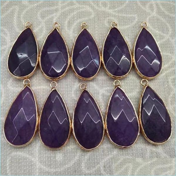 

pendant necklaces 12pcs crystal quartz agate drop color random wholesale mtifaceted pendant necklace mixed cure delivery jewe dhpzl, Silver