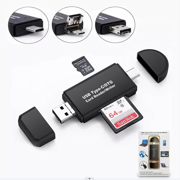 

yc320 usb-c smart memory card reader 3 in 1 usb 2.0 tf/mirco sd type c otg flash drive cardreader adapter