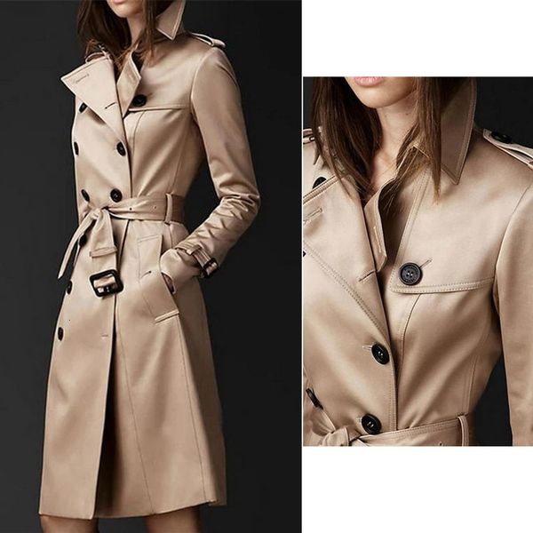 

women's trench coats spring fashion women coat long windbreaker trend double-breasted slim 221119, Tan;black