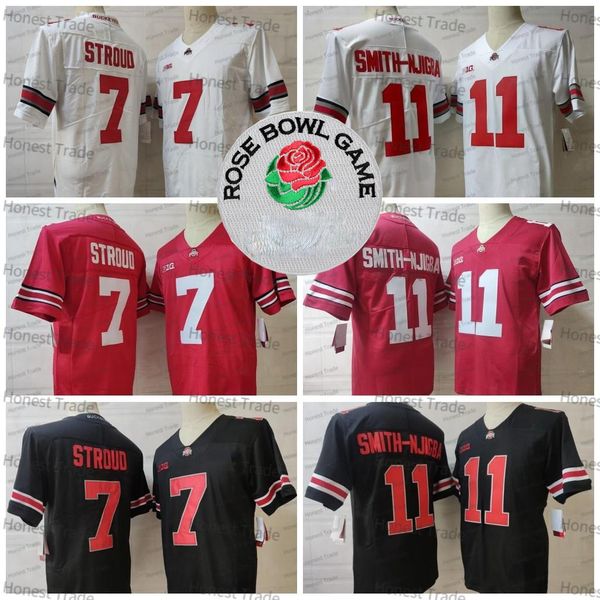 

american college football wear ohio state buckeyes football jersey 11 smith-njicba 7 c.j. stroud college wears red white mens jerseys, Black