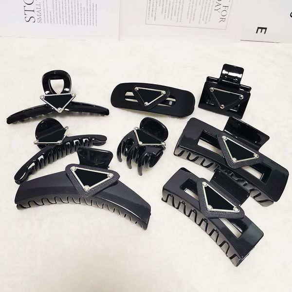 

luxury women leather hairpins grab barrettes designer triangle headbands girl birthday hair jewelry christmas gifts wholesale, Golden;silver