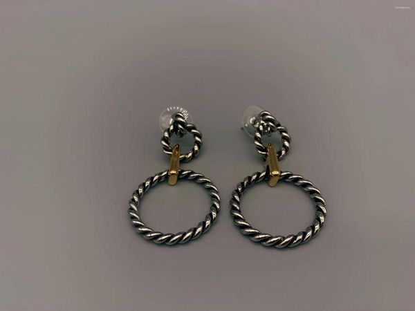 

dangle earrings le han jewelry silver cable circle drop with 18k gold plated
