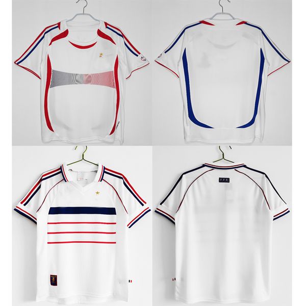 

1998 retro france soccer jersey 98 06 zidane henry trezeguet football shirts uniform pires maillot de foot french finals vintage 2006 trezeg, Black;blue