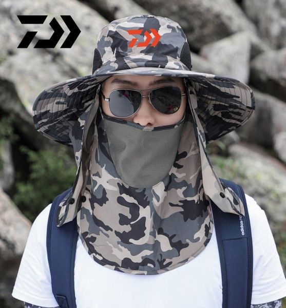 

daiwa fishing sun foldable outdoor climbing fisherman uv protection sunshade big eaves adjustable hat man cap y2007141245601, Blue;gray