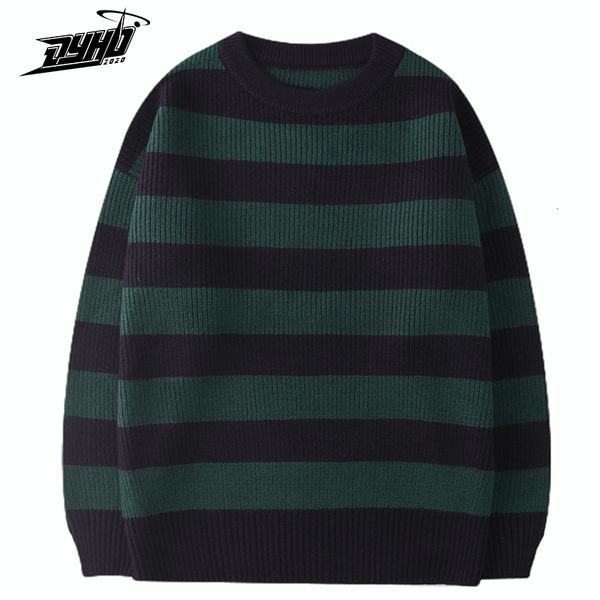 

men's sweaters vintage knitted men women harajuku casual cotton pullover tate langdon same style green striped autumn 221121, White;black
