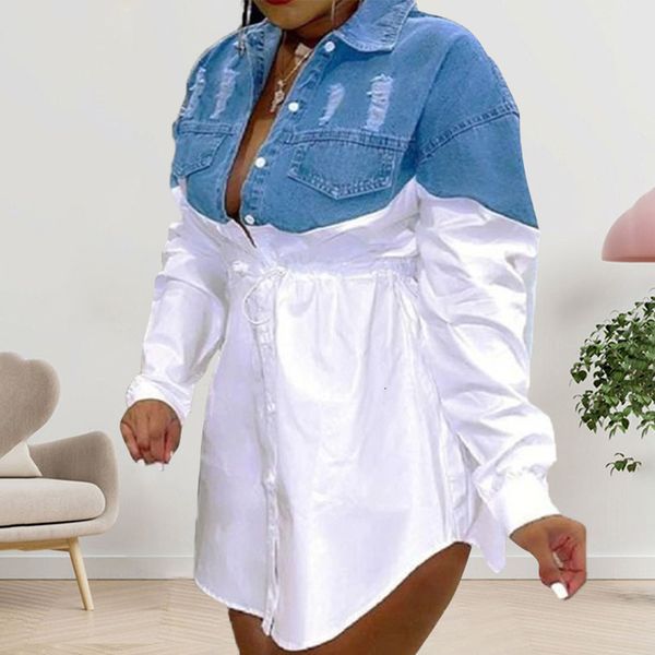 

plus size dresses women denim skirt elegant oversized 5xl plus size casual preppy short mini shirt skirts daily party dress 221121, Black