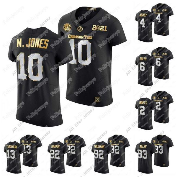 

american college football wear alabama crimson tide 2021 college football playoff championship jersey devonta smith m.jones tua tagovailoa q, Black