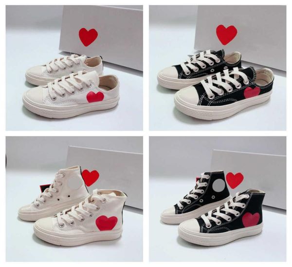 

boys girls commes des garcons play chuck designer casual shoes tayler vulcanized ox cdg kids canvas shoes baby toddlers children s8796835, Black;red