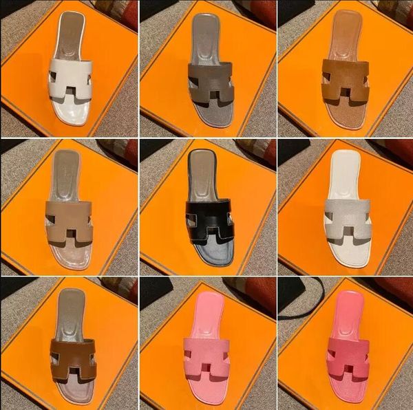 

with box slippers sandals slides female summer fashion outside wear 2022 new style net red flat bottom tourism beach a word leather sandals, Black