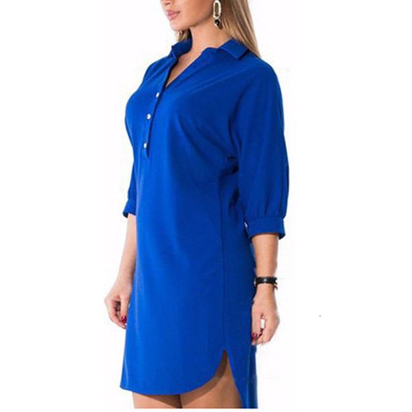 

plus size dresses big size 6xl woman dress autumn solid split irregular shirt dresses plus size long sleeve women clothing 6xl dress 221121, Black