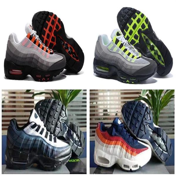 

anniversary mens running sports shoes 95s trainer triple black white sole grey blue neon perfect chaussures sneakers2670