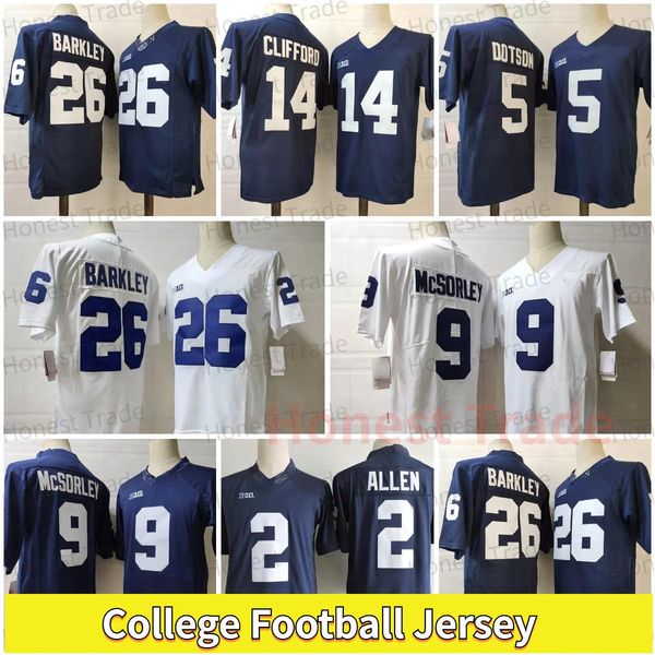 

american college football wear 5 dotson penn state nittany lions football jersey college 2 marcus allen 26 saquon 9 trace mcsorley 88 mike g, Black