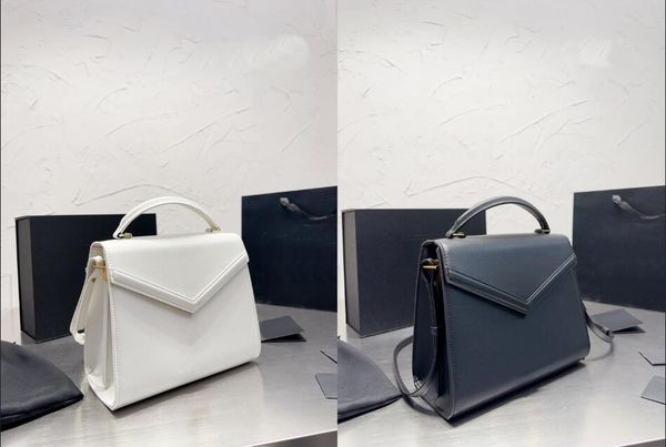 

tz luxury cassandra handbag classic rotary y-shaped buckle flap handbags gold hardware sign black white cowhide shoulder bag women's fa