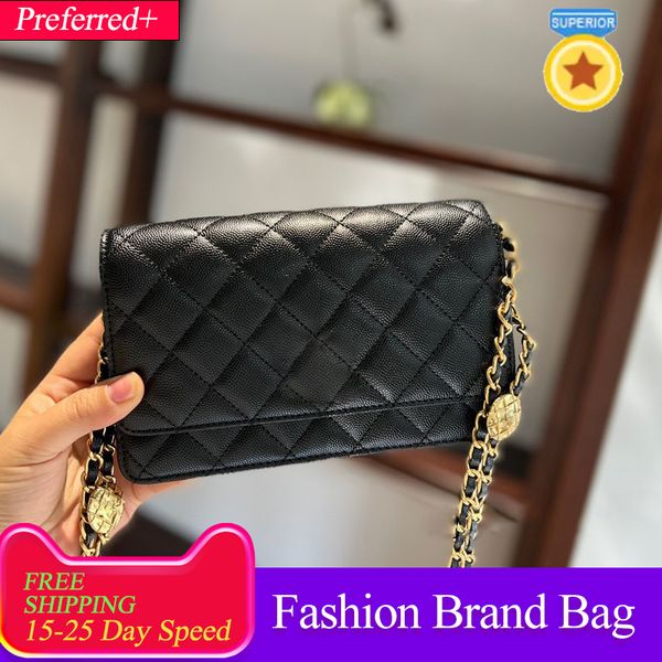 

classic chain bag ladies striped flip messenger bags quality coin card wallet plain caviar woman