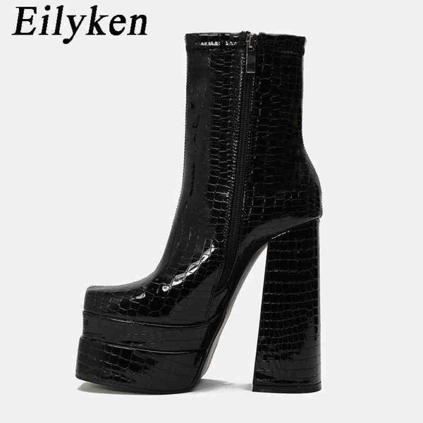 

boots autumn winter women street style serpentine ankle boots fashion platform wedges satin high heels female prom chunky shoe 220913, Black