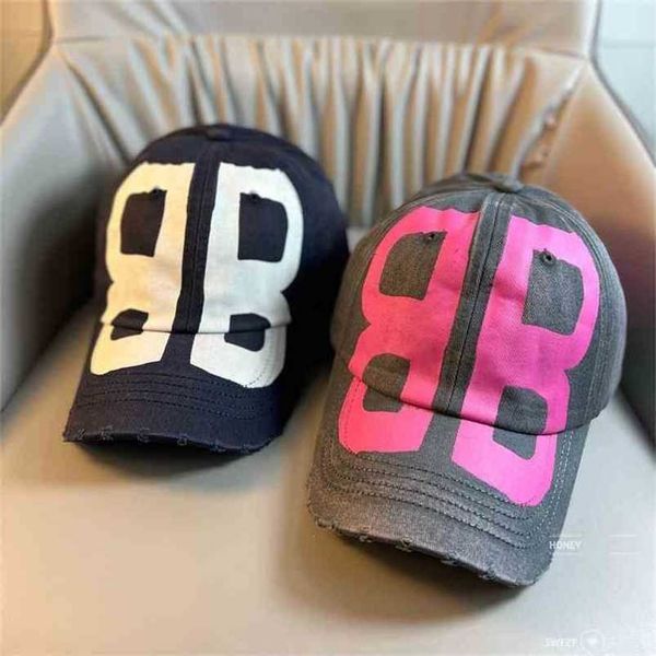 

double baseball graffiti new balencaigcaps print hat b gao quality letter lovers casual fashion sunshade duck tongue hat tide 18lil jx6x, Blue;gray