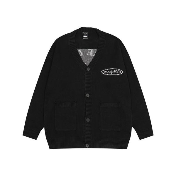 

letters pockets cardigan sweaters men autumn vintage men's sweater 2 colors