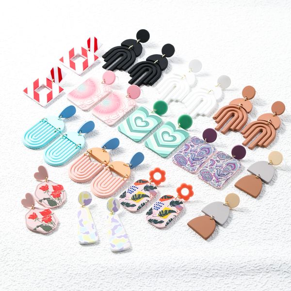 

dangle chandelier lost lady clay texture acrylic earrings super fairy holiday style european and american long exaggerated retro 220920, Silver