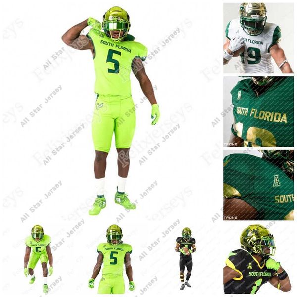 

american college football wear 2020 south florida bulls slime green alternate cade fortin johnny ford noah johnson katravis marsh smith ncaa, Black