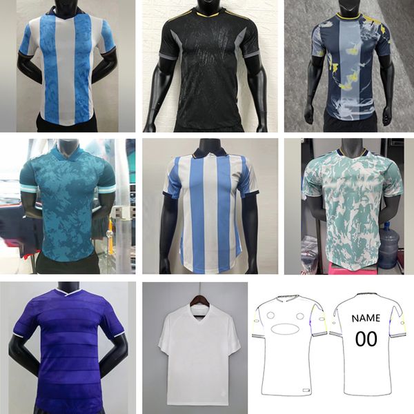 

argentina soccer jerseys designer fans special player version maradona maria martinez de paul football shirt 22 23 men women world cup, Black;yellow