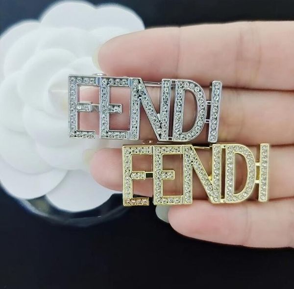 

european diamond letter brooch delicate coat suit bag hat accessories for men and women, Gray