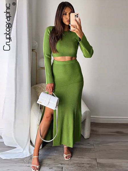 

two piece dress casual dresses cryptographic knitted two piece dress sets elegant fall outfits for women club party long sleeve cropped coor, White