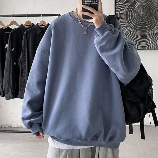 

mens hoodies sweatshirts vests harajuku men autumn winter fleece o neck sweatshirt streetwear hip hop korean solid hoodie pullovers basic t, Black