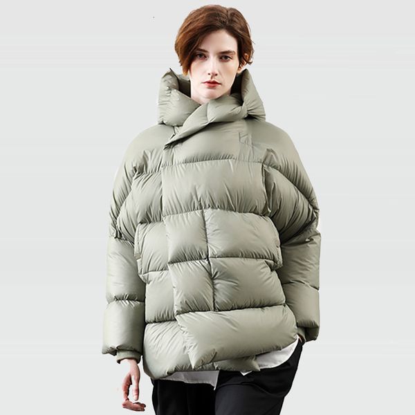 

women's down parkas high end winter oversized 90 white duck jacket female hooded thickened bat sleeve fluffy warm puffer coat 221121, Black