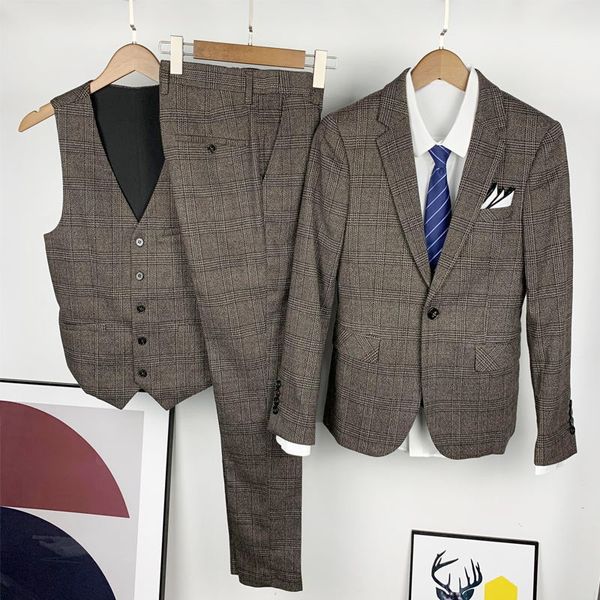 

men's suits blazers boutique s-7xl blazer vest trousers fashion business italian style elegant dress gentleman formal 3-piece 221121, White;black