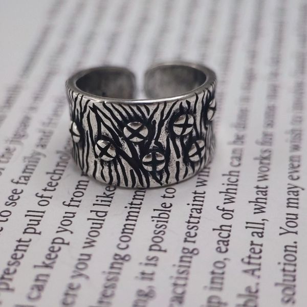 

black handmade retro band rings imitation diamond ring girl classic men titanium steel designer for women luxury gifts woman girl jewlery, Silver