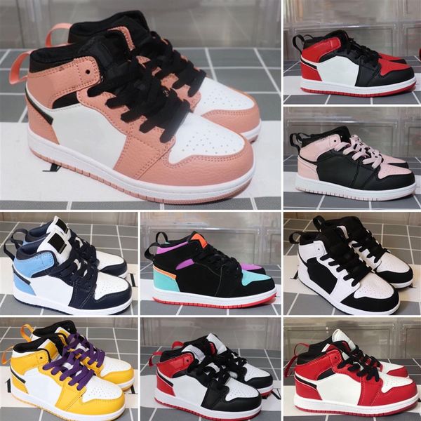 

baby womens basketball shoes denim black cat fire red bred oreo white 1 sneakers boots for youth kids276y